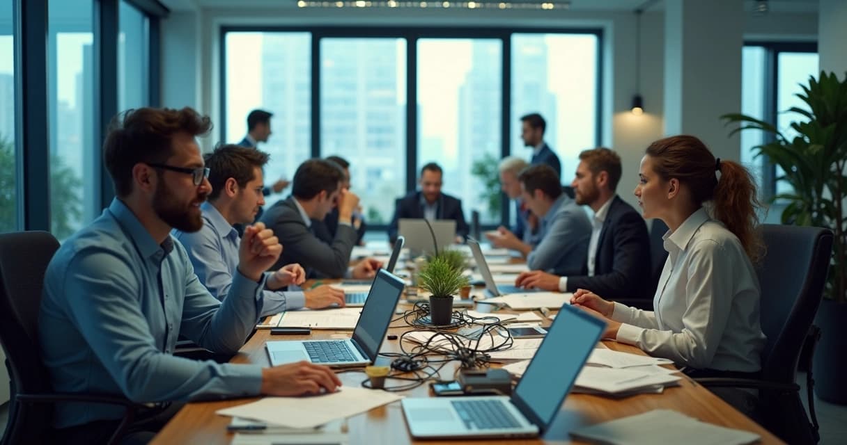 Equipe desordenada multiplicando pontos de falha operacional